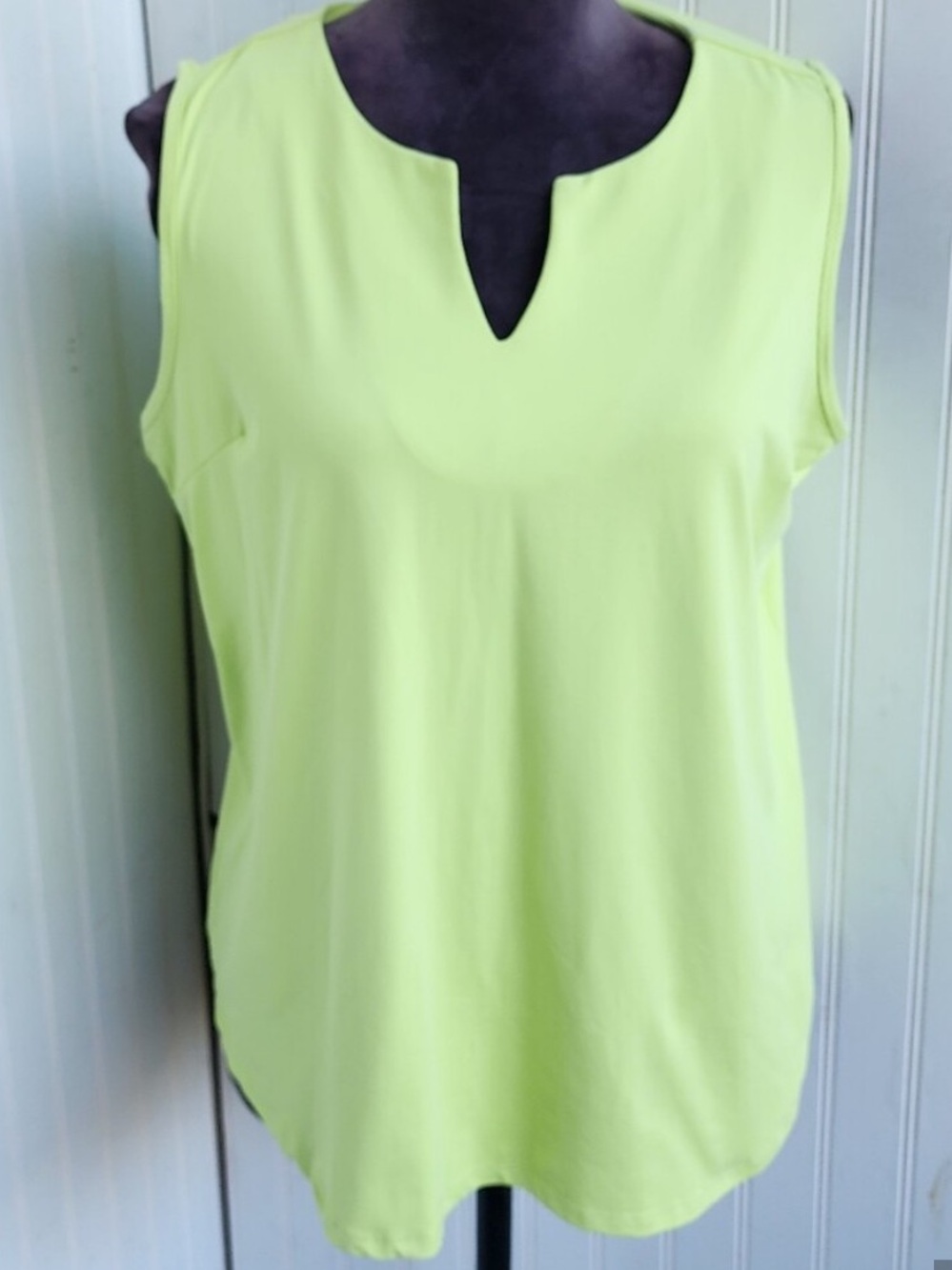 Lulu-B Sleeveless V-Notch Tank in Light Green